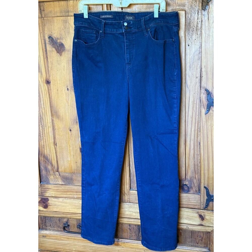 NYDJ Marilyn Straight Leg Jeans 16P Petite Blue Lift Tuck EUC p1018850